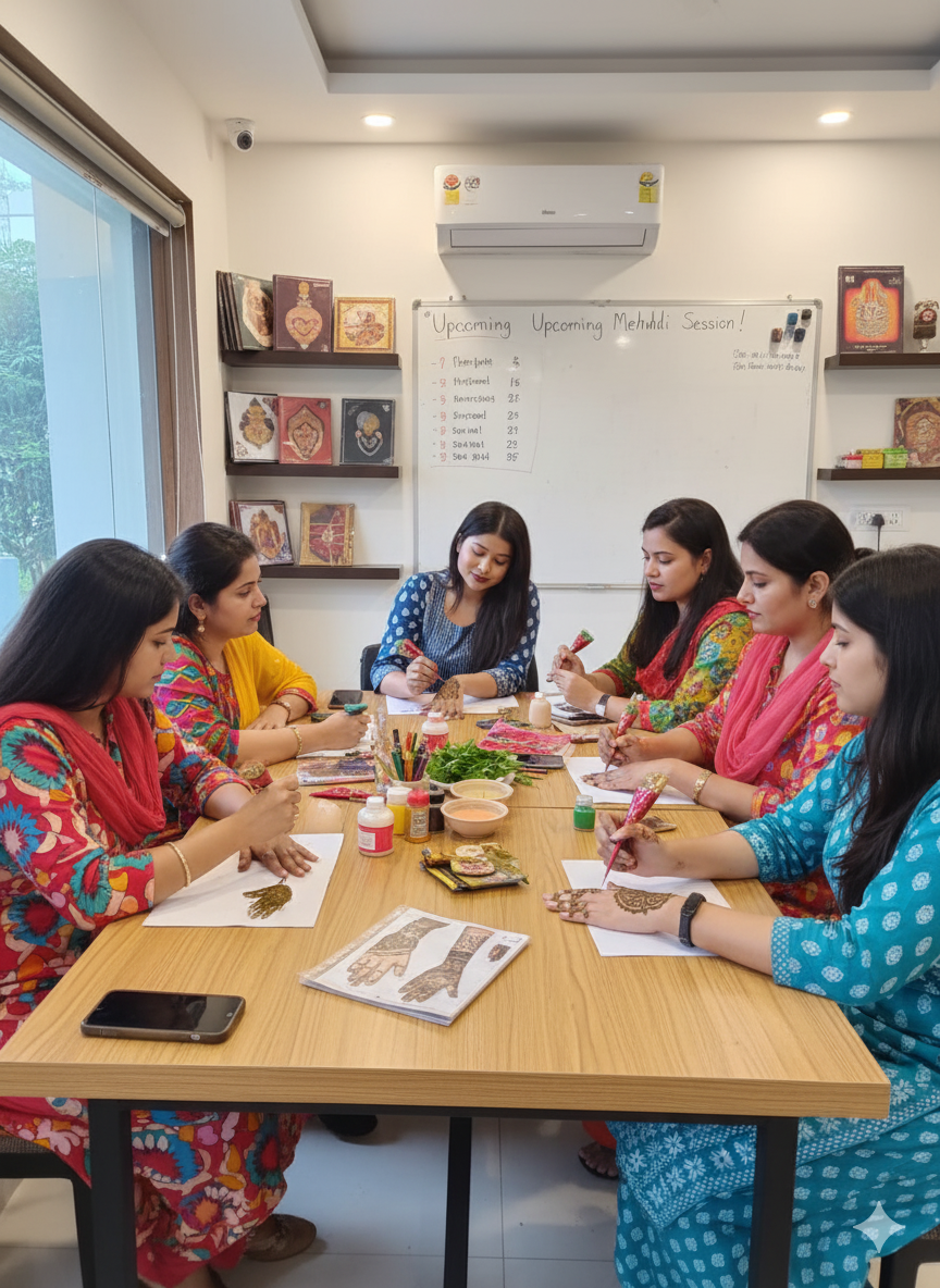 Professional team of mehndi artists in training session, Guwahati
